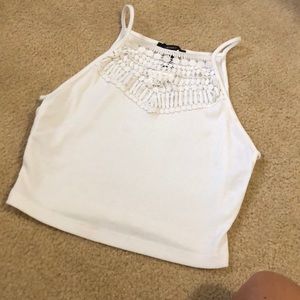 White High Neck Top